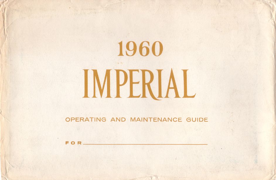 1960 Chrysler Imperial Owners Manual